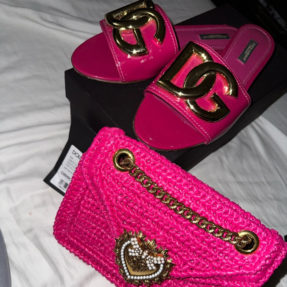 Bag and sandals combo fushia